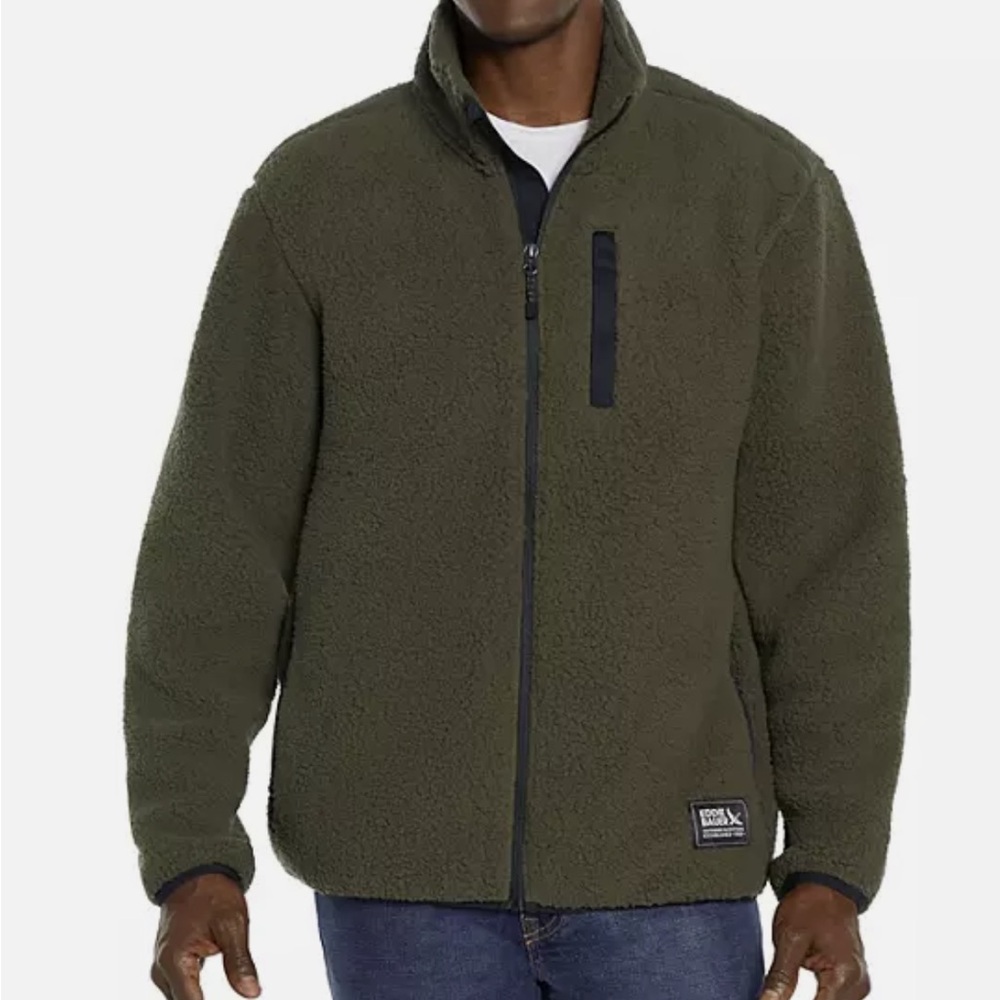 2. Eddie Bauer Men's Forest Green Fleece Jacket